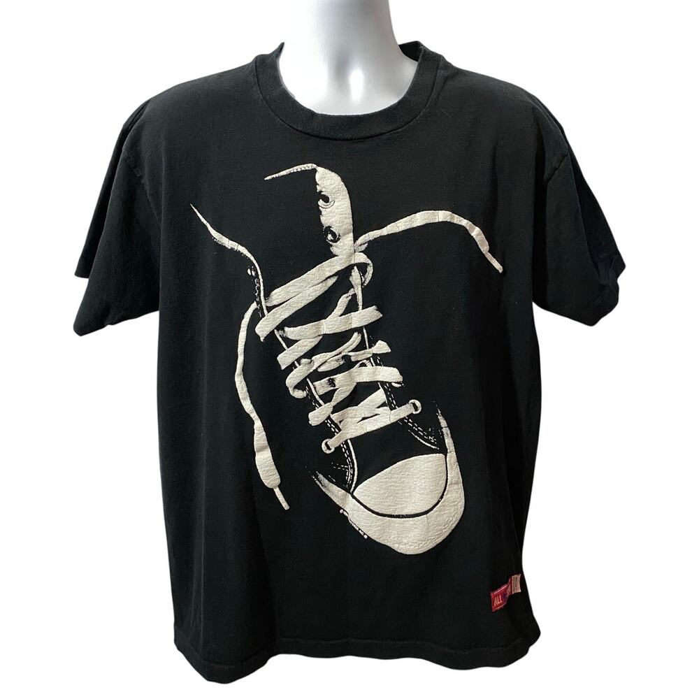 Converse Chuck Taylor Black Shirt Mens Size XL Vintage Hightop Graphic Heavy Ink